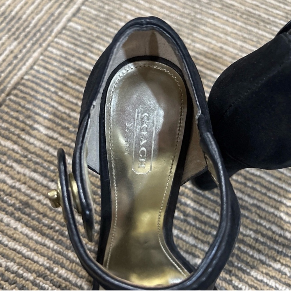 Coach Black Leather Tassel Peep toe High Heel Pumps Size 6.5 M - Picture 7 of 7